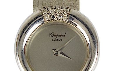 Chopard Weißgold-Damenarmbanduhr mit Diamanten, Genf um 1970, 750 Weißgold, Chopard Handaufzugswerk, Weißgold-Zifferblatt, beschriftet Chopard, Geneve,...