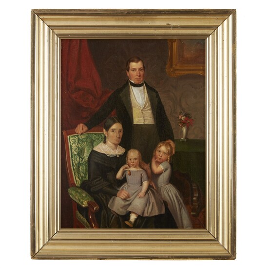 Circle of George D'Almaine (American, 1808-1892) portrait of a family in an interior setting, circa 1840-1850