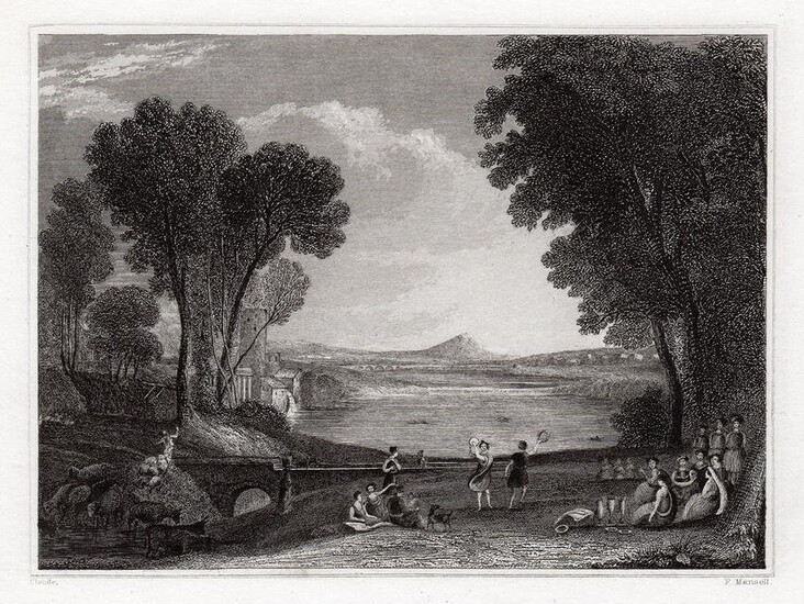 Claude Lorrain Landscape with the Marriage of Isaac and Rebecca 1834 engraving