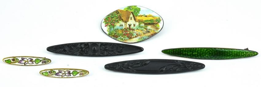 Collection of Antique Enamel & Iron Brooch Pins