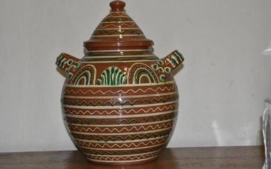 Contemporary Redware Covered Bulbous Container