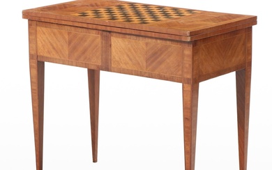 Continental Neoclassical Walnut and Parquetry Games Table, 19th Century