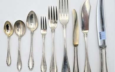 Continental Silver Flatware Setting, 74 pieces to