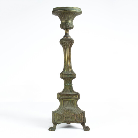 Continental brass repousse altar candle pricket