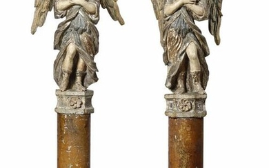 Coppia di angeli in legno policromo. Arte barocca