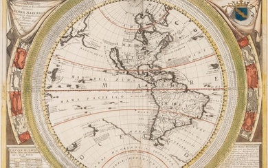 Coronelli's elegant two-sheet hemispheric world map