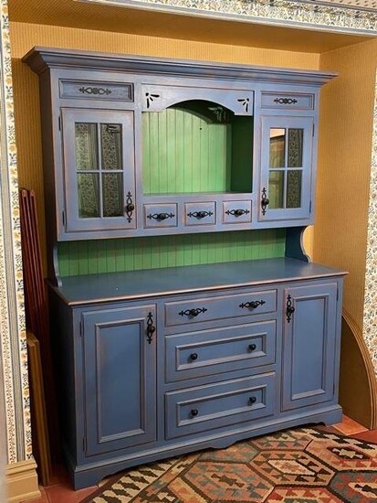 Custom Crafted Blue Green Step Back cupboard