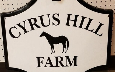 DOUBLE SIDED ENAMELED SIGN, CYPRUS HILL FARM, 22" X 24"