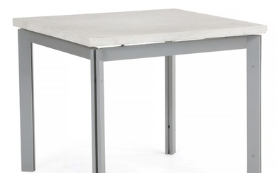 Danish design: Square coffee table with grey lacquered metal frame. Top of white marble. H. 51 cm. L./W. 60 cm.