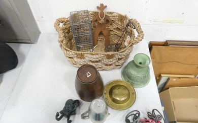 Decor Items incl Large Woven Basket, Metal Basket, Metal Art Giraffe, 2 Candle Holders