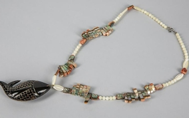 Designer Abalone Shell & Horn Necklace