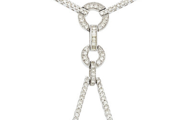 Diamond, White Gold Necklace Stones: Full and baguette-cut diamonds...