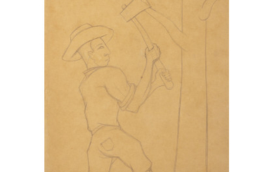 Diego Rivera ( Guanajuato 1886 - Città Del Messico 1957 ) , "Talador de Arboles" 1930-40 ca. pencil on paper cm 35.5x24 Signed lower right Provenance Galerie AM PARK, Frankfurt Private collection,...