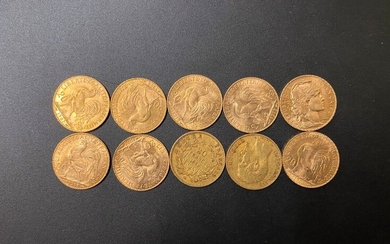 Dix pièces de 20 francs or - 64.50 g - Lot 14 - A.Blanchy | E.Lacombe - Bordeaux Chartrons - Bordeaux Enchères