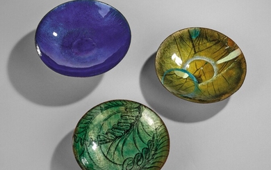 Three enamel bowls in the style of Mitzi Friedmann-Otten, Vienna, c. 1920-25