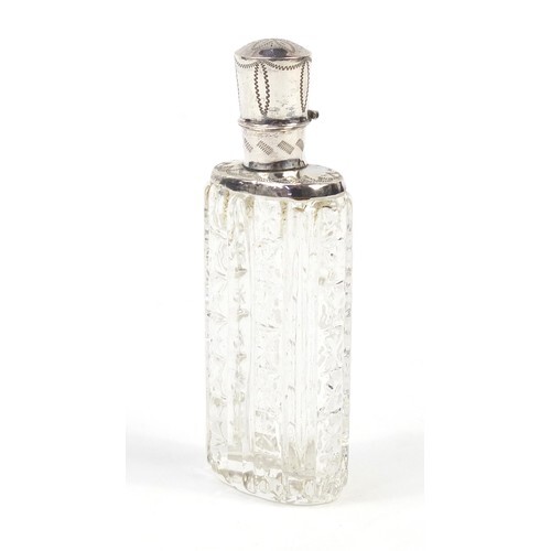 Dutch silver mounted glass scent bottle with stopper, impres...