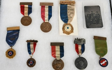 EARLY UNION DELEGATE RIBBONS & TIN TYPE PHOTO