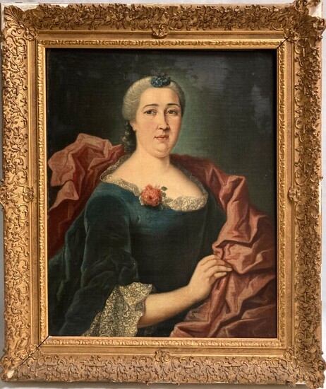 ECOLE FRANCAISE du XVIIIème Portrait présumé de la Comtesse Charles Antoine de Thomassin, née Catherine...