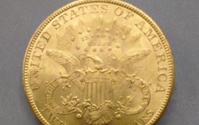 ETATS-UNIS Une pièce de 20 Dollars or, 1893 Toutes les pièces d'or sont conservées au...