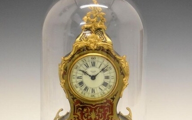 Early 20th Century French red boulle mantel clock, retailed...