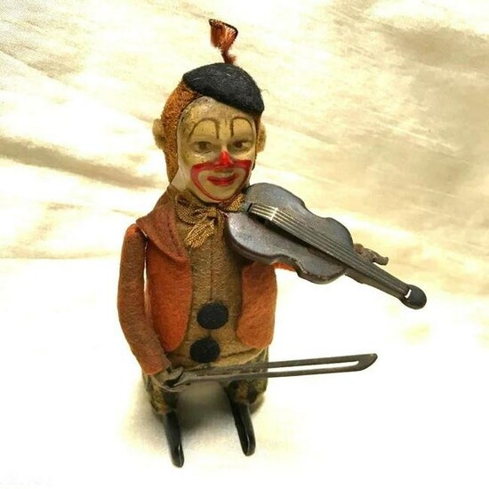 Early 20th Century Schuco Wind Up Clown & Violin