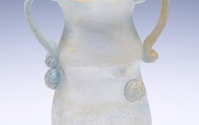 Early Roman Glass Vase w/ Double Handles.