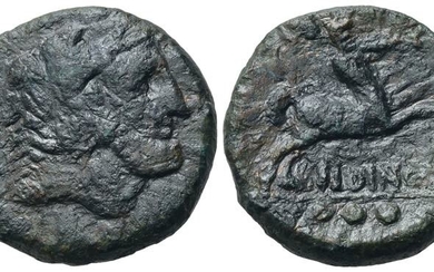 Eastern Italy, Larinum, c. 210-175 BC. Æ Quadrans (19mm, 6.65g)....