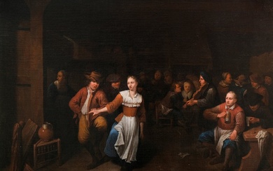 École hollandaise du XVIIe siècle. Ancienne attribution à CORNELIS BEGA (Haarlem, Pays-Bas, vers 1631/1632-1664). "Scène...