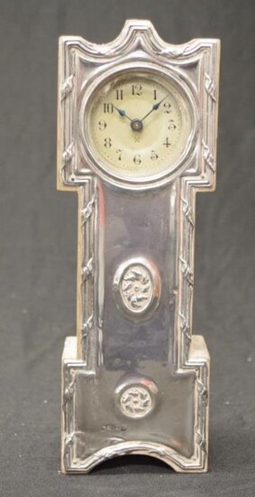 Edward VII sterling silver faced table clock Birmingham 1907,...
