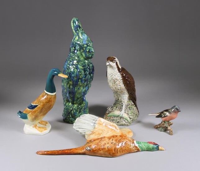 Eight Beswick Pottery Bird Models, including - cockatoo with...