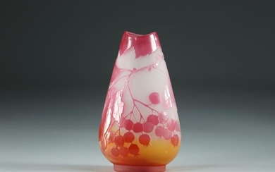 Emile Galle vase cleared with acid decoration of fruits