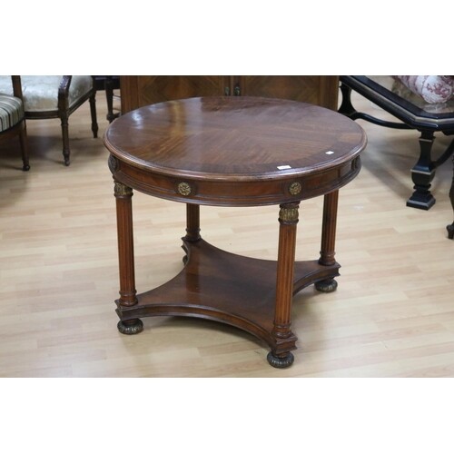 Empire revival circular centre table, carved turned fluted s...