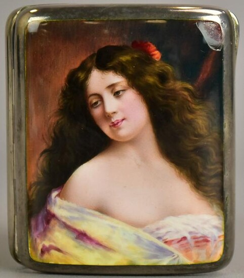 English Silver Cigarette Case, "Raven Hair Beauty"