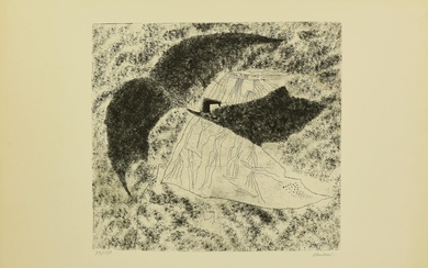 Enrico Paulucci (1901 - 1999) CHAINE DE MONTE, (années 1950) eau-forte, 34.8x39.8 cm, sur feuille...