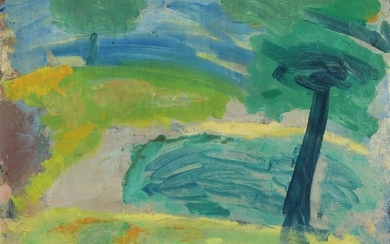 Erik Hoppe: Scenery from Søndermarken. Signed Hoppe. Oil on canvas. 59×68 cm.