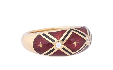 FABERGÉ by VICTOR MAYER Ring mit Email und Brillant 0,06 ct