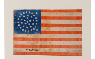 [FLAGS]. 38-star American parade flag used at a public reception for Ulysses S. Grant. Hartford, Connecticut, October 1880.