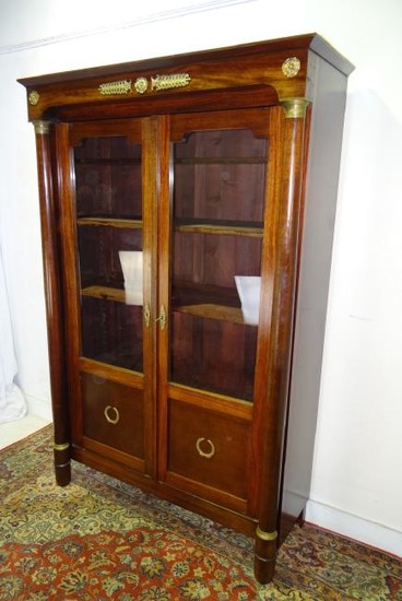 FRENCH EMPIRE STYLE MAHOGANY BIBLIOTHEQUE