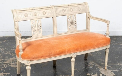 FRENCH LOUIS XVI STYLE UPHOLSTERED SETTEE