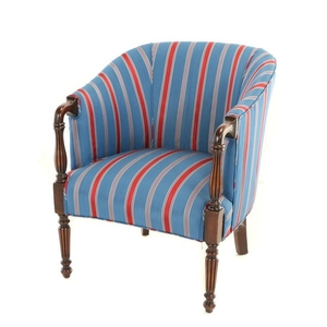 Federal Style Custom-Upholstered Mahogany Tub Chair, 20th Century