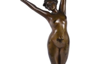 Ferdinand David (French 1872-1927), an Art Deco bronze of a female nude