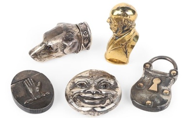 Figural Sterling Silver & Brass Match Safes