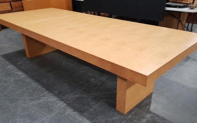 Figured Veneered Twin Pedestal Table by James Salmon (H:75 x L:300 x W:120cm)