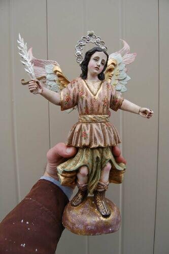 Fine Hand Carved Wood Statue: "Angel Jofiel" + 15" ht.