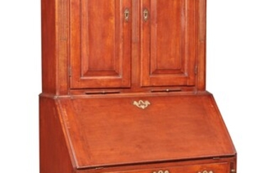 Fine and Rare Diminutive Chippendale Inlaid Cherrywood and Butternut Slant-Front Desk-and-Bookcase on Frame, probably Hartford County, Connecticut or Hampshire County, Massachusetts, circa 1785