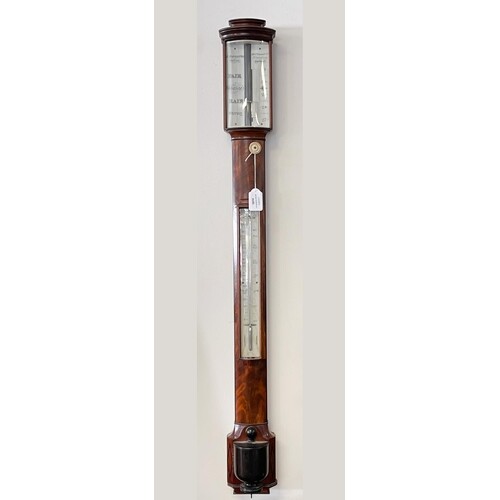 Fine antique 19th century English mahogany stick barometer. ...