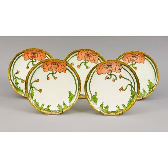 Five Art Nouveau plates
