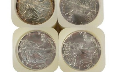 Five Rolls of Liberty Silver Eagles, one hundred 1987