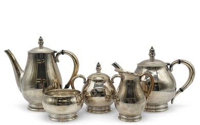 Five-piece Royal Danish Sterling Tea Set