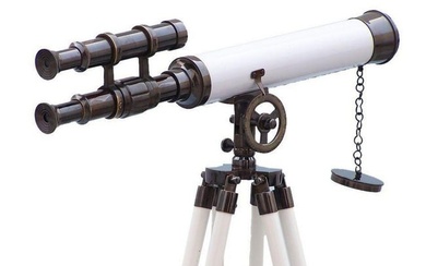 Floor Standing Oil Rubbed Bronze with White Leather Griffith Astro Telescope